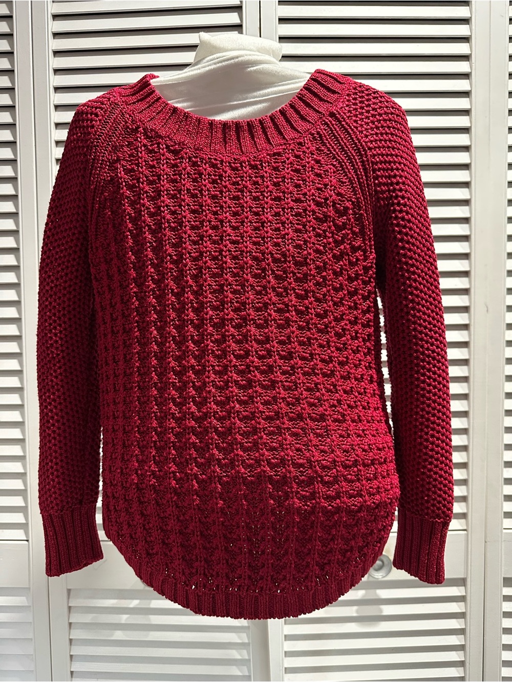 Calvin Klein Jeans Red Textured Crewneck Sweater